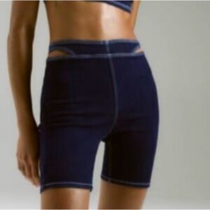 ZARA Denim Biker Shorts with Cut Out Waist Detail - Size M - NEW
